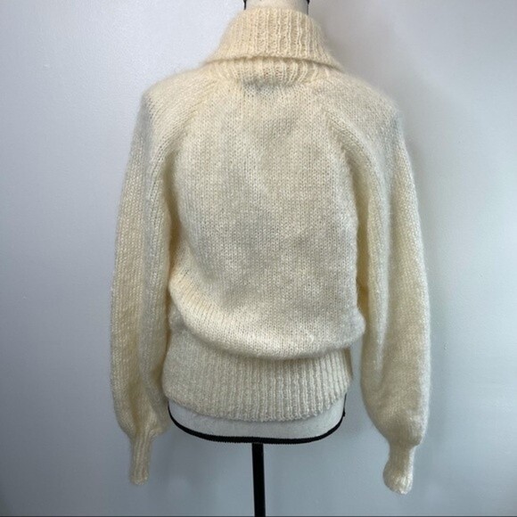 Vintage WOOF DESIGN NEWFOUNDLAND Fuzzy Knitted Sweater Cardigan Mohair Wool - Picture 2 of 12